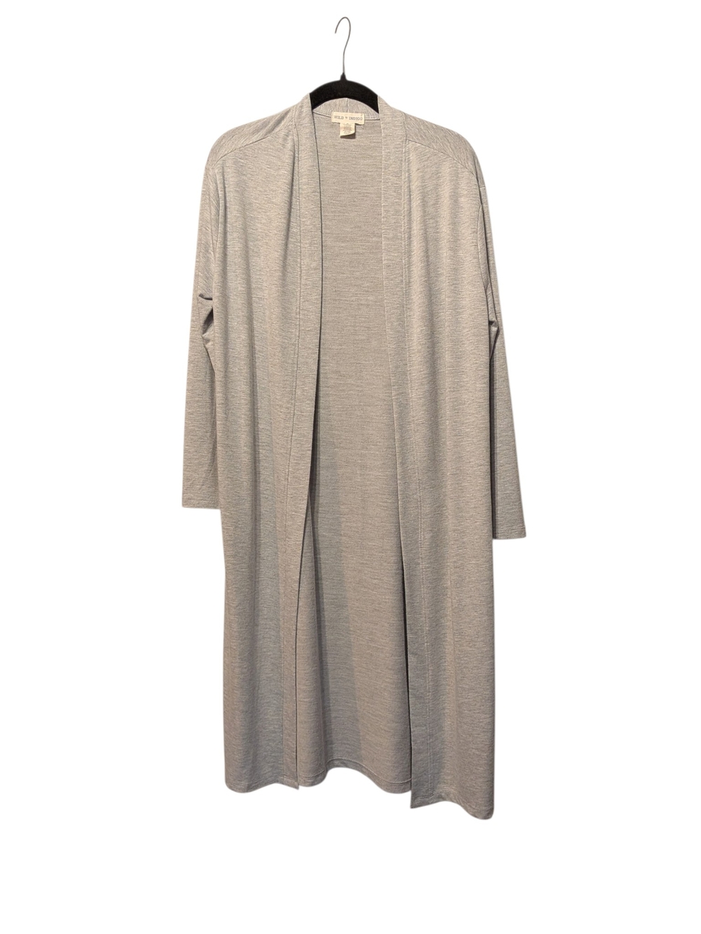 Long Open-Front Longline Cardigan - Light Gray Size Medium